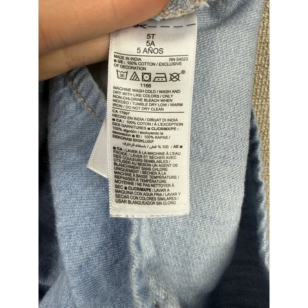 Old Navy Girls Chambray Romper Embroidered Flutter Sleeve 5T Blue